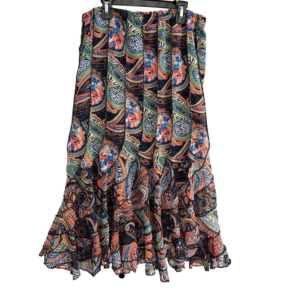 Lucky & Coco Womens Paisley Ruffle Skirt M